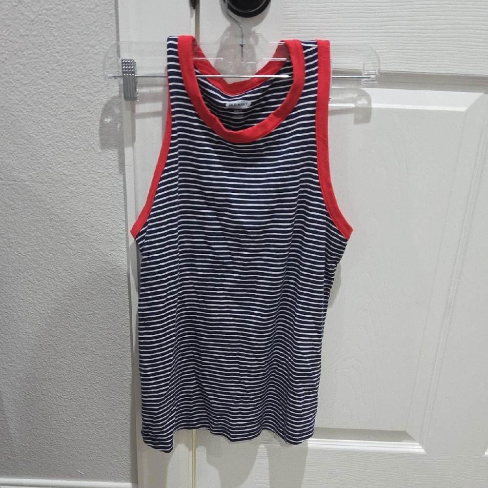 Old Navy Navy and Red Striped Tank Top